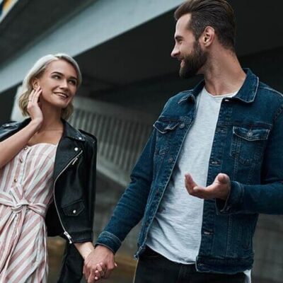 man talking to a woman